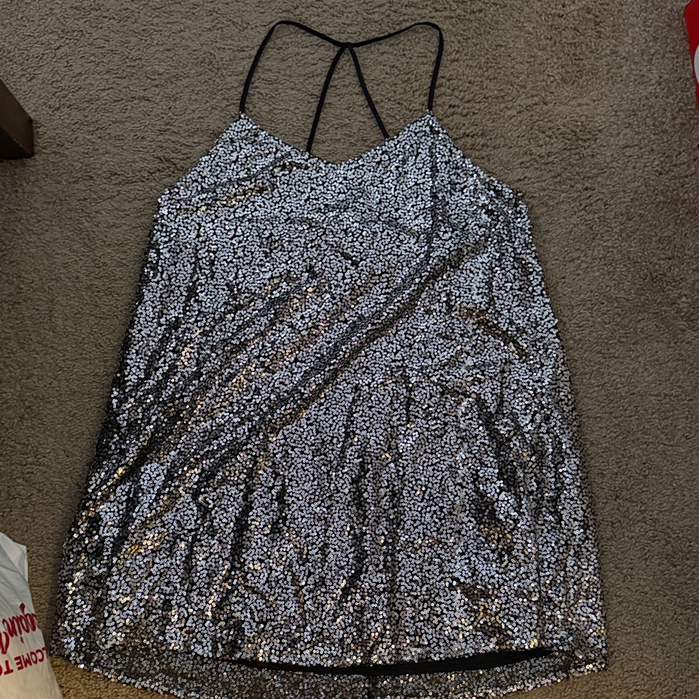 Foreign Exchange Black silver sequin mini Dress